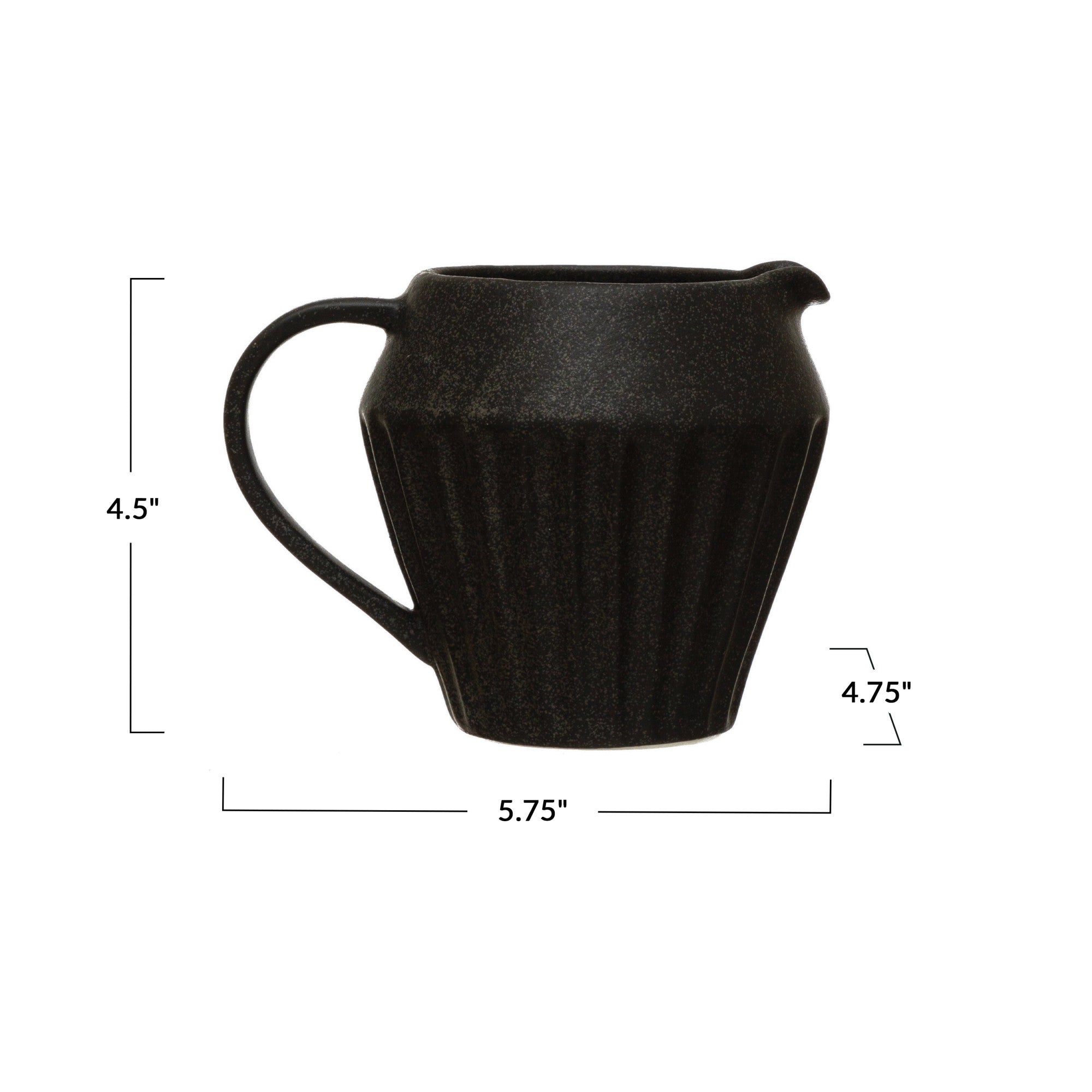 Matte Black Finish Stoneware Pitcher/Creamer w/Reactive Glaze