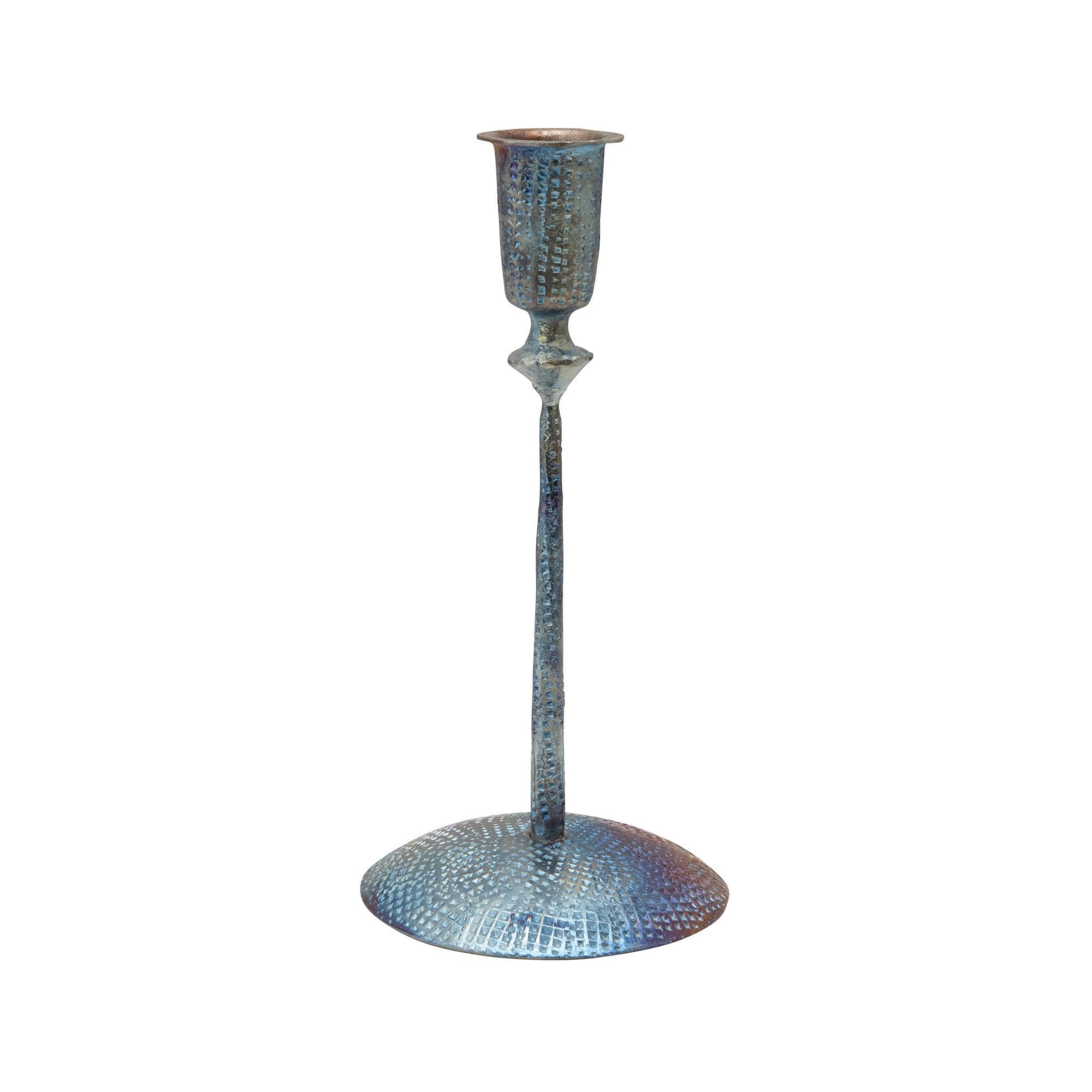 Forged Hammered Metal Taper Holder w/Pearlescent Titanium Finish
