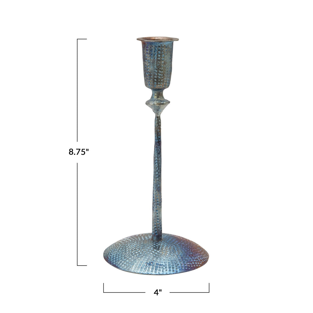 Forged Hammered Metal Taper Holder w/Pearlescent Titanium Finish