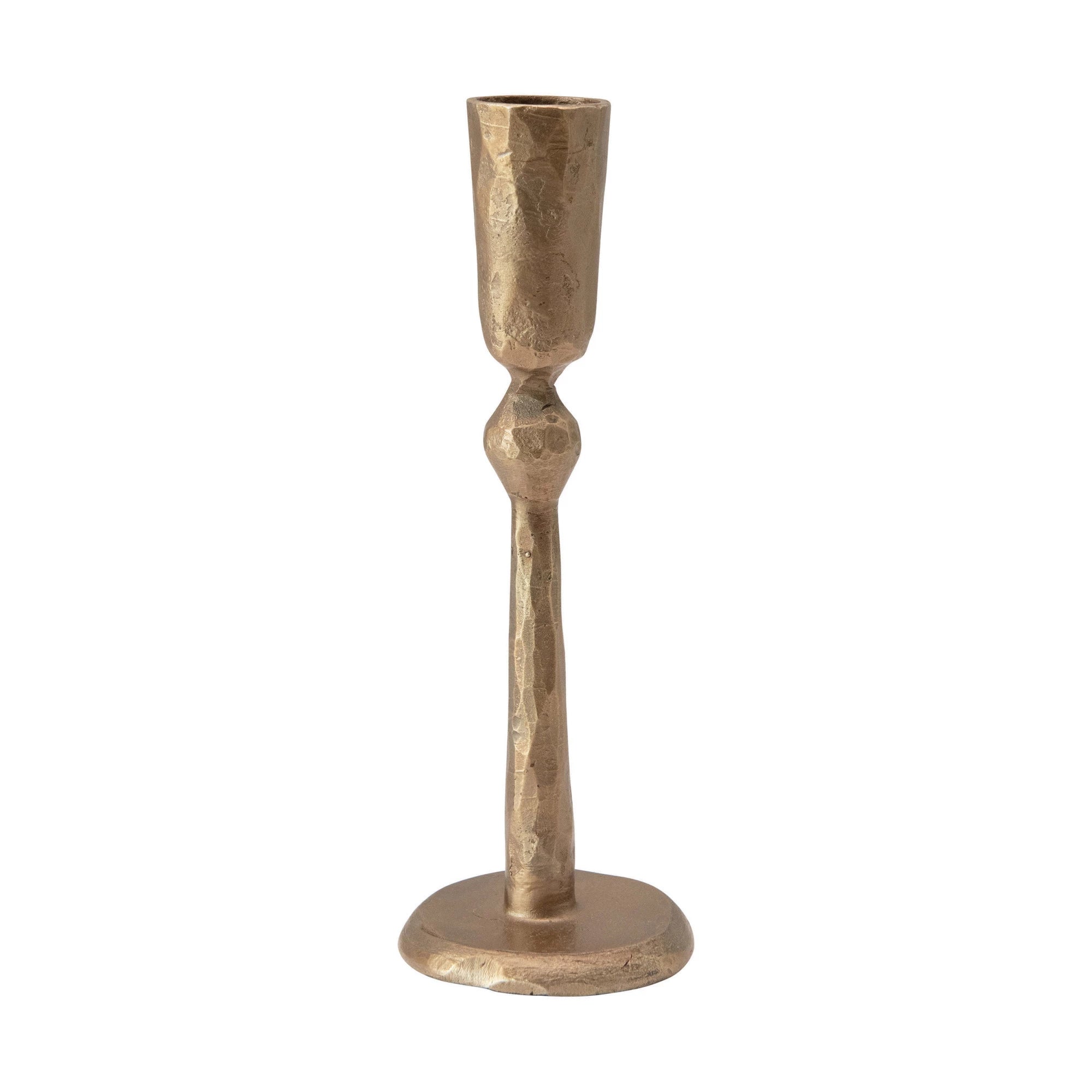 Antique Brass Finished Hand-Forged Iron Taper Holder