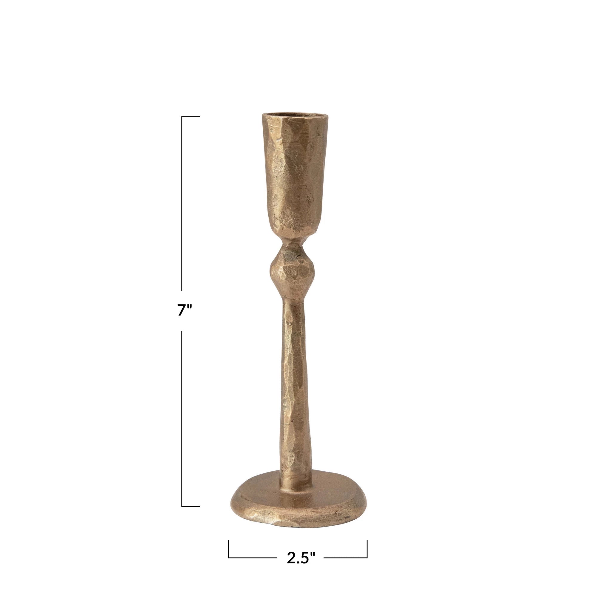 Antique Brass Finished Hand-Forged Iron Taper Holder