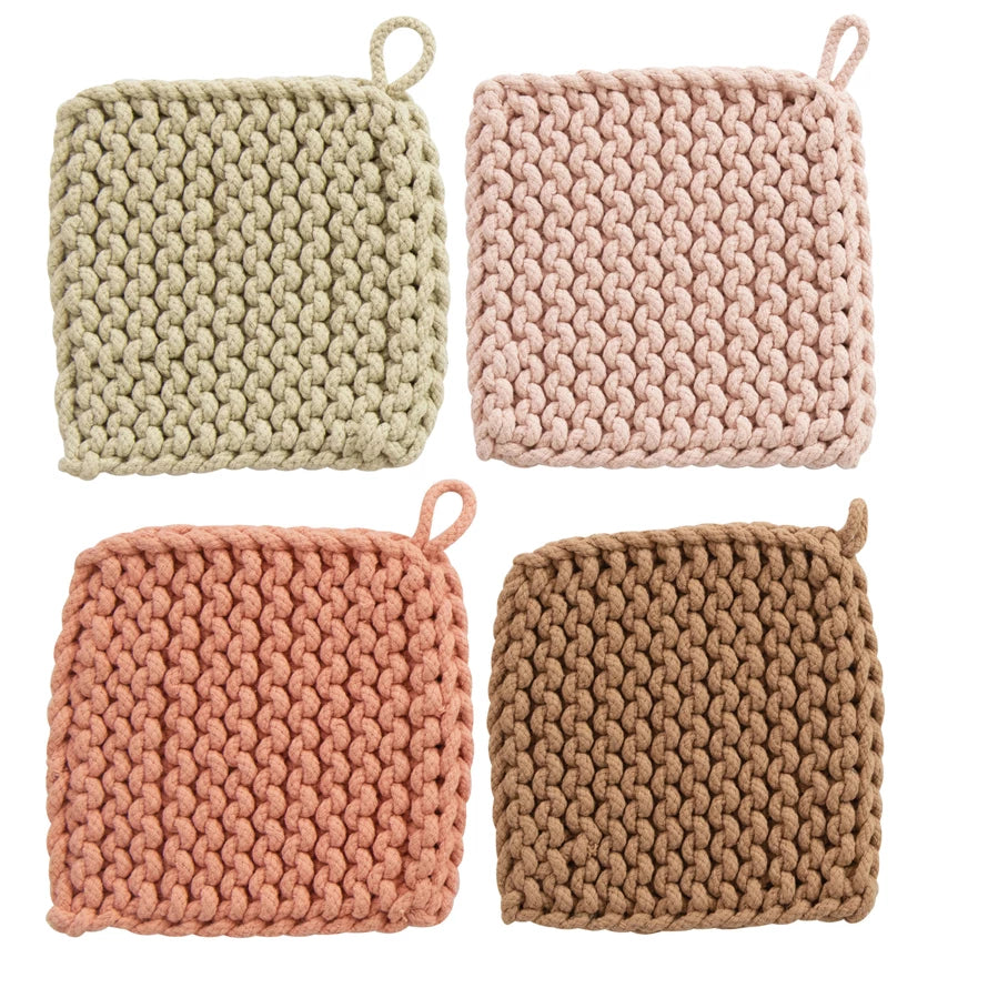 Square Cotton Crocheted Pot Holder