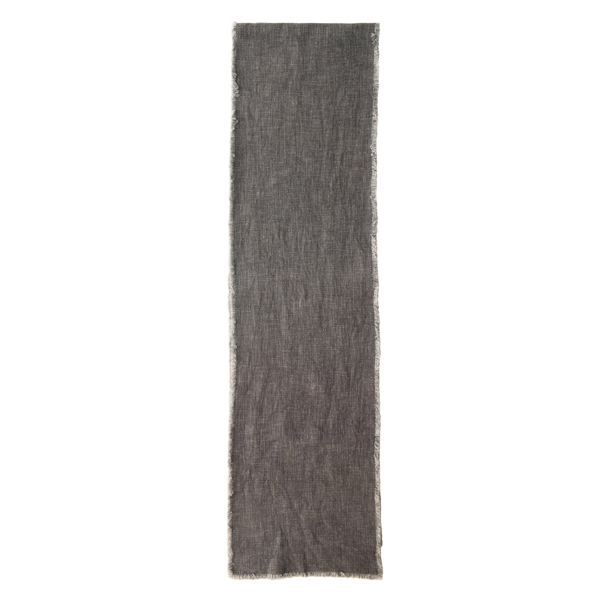 Linen Blend Table Runner w/Frayed Edges