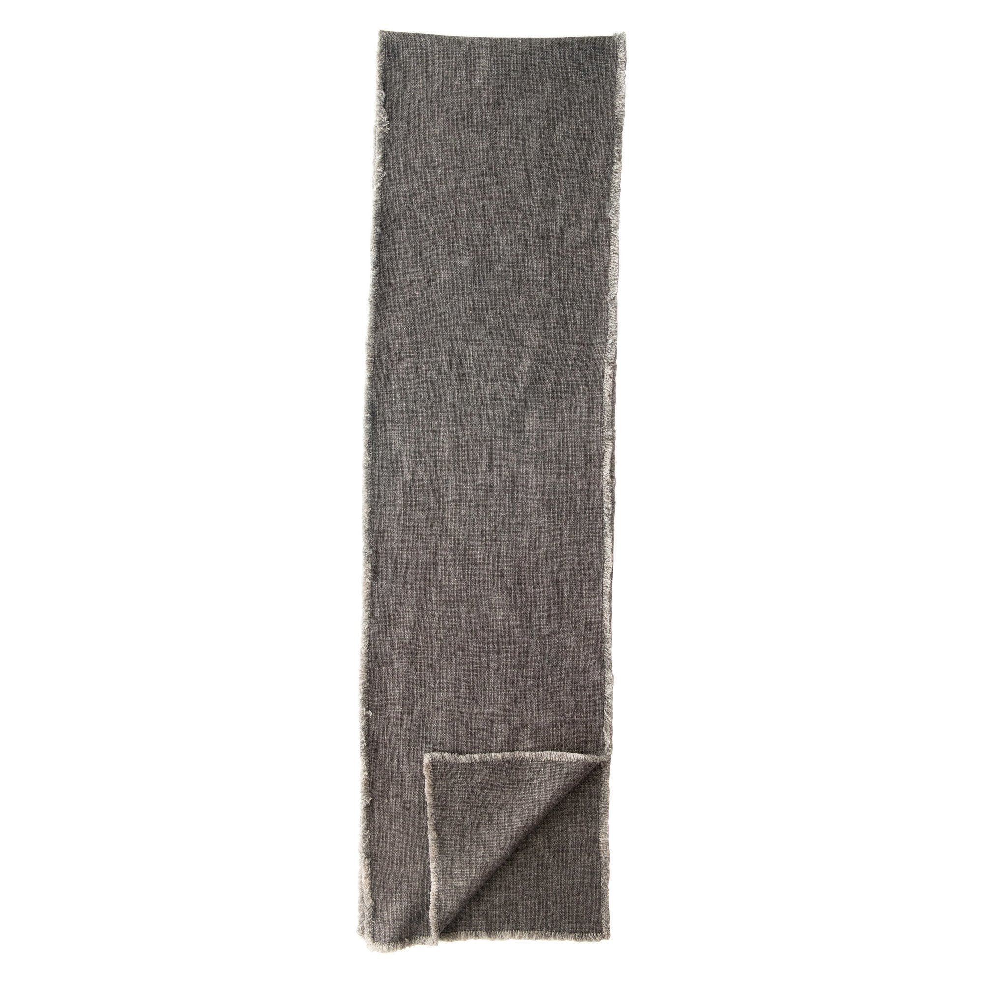 Linen Blend Table Runner w/Frayed Edges