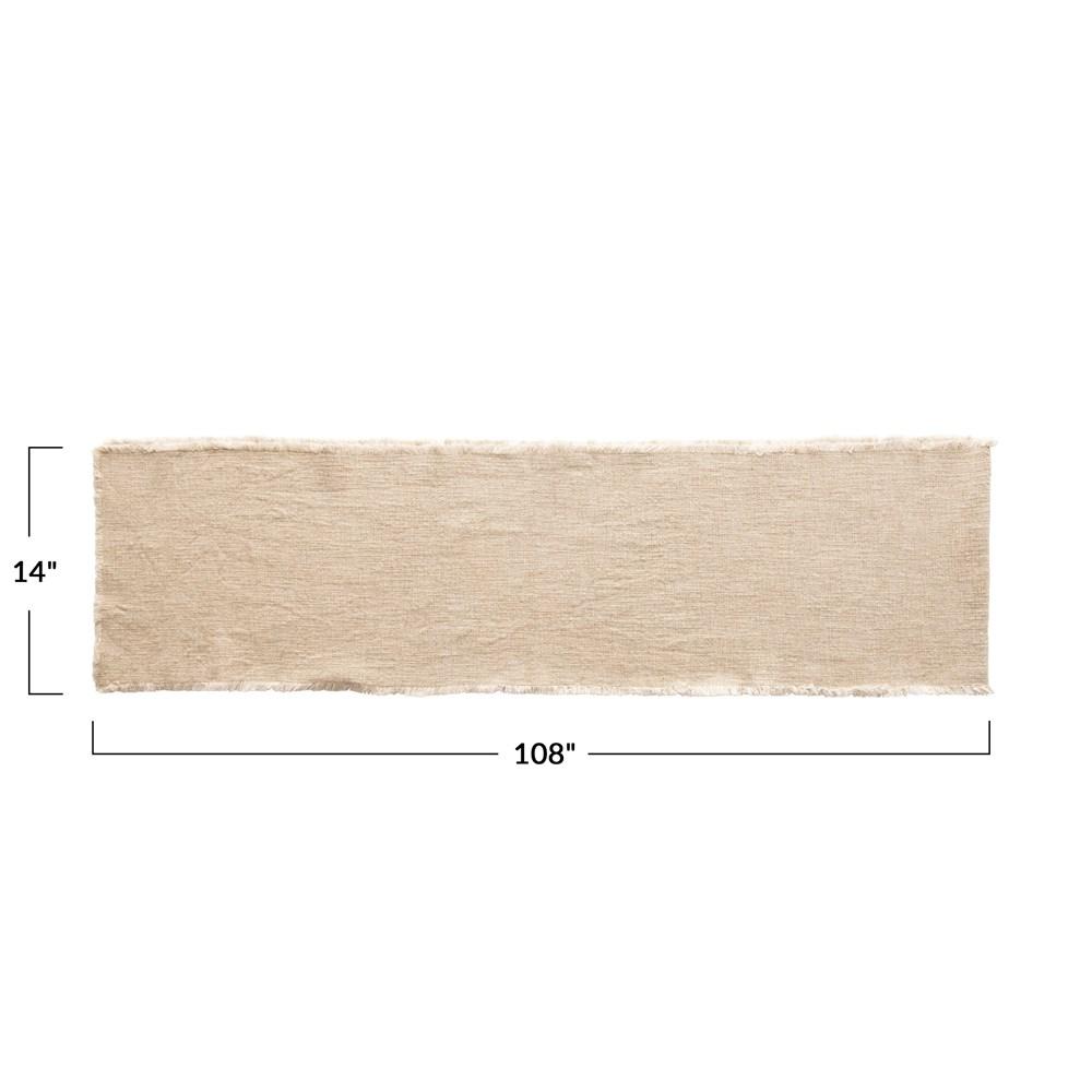 Linen Blend Table Runner w/Frayed Edges