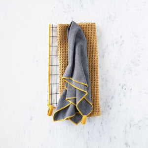 S/3 Cotton Tea Towels | Mustard & Grey Tone