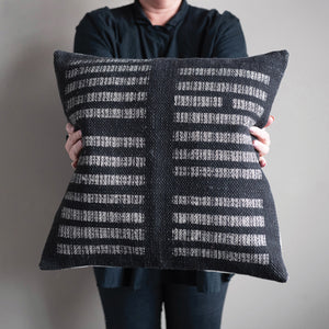 Black & Cream Square Woven Cotton Pillow