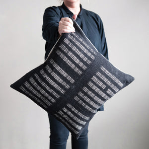 Black & Cream Square Woven Cotton Pillow