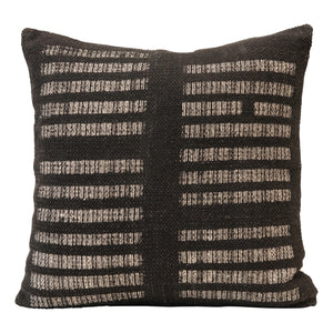 Black & Cream Square Woven Cotton Pillow