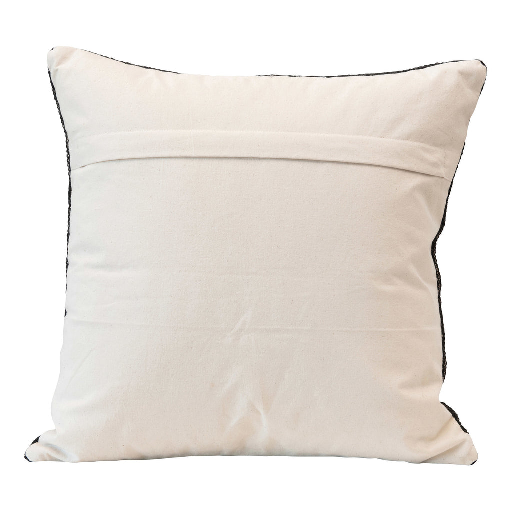 Black & Cream Square Woven Cotton Pillow