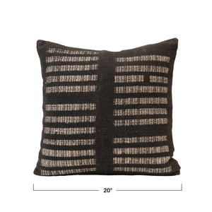 Black & Cream Square Woven Cotton Pillow