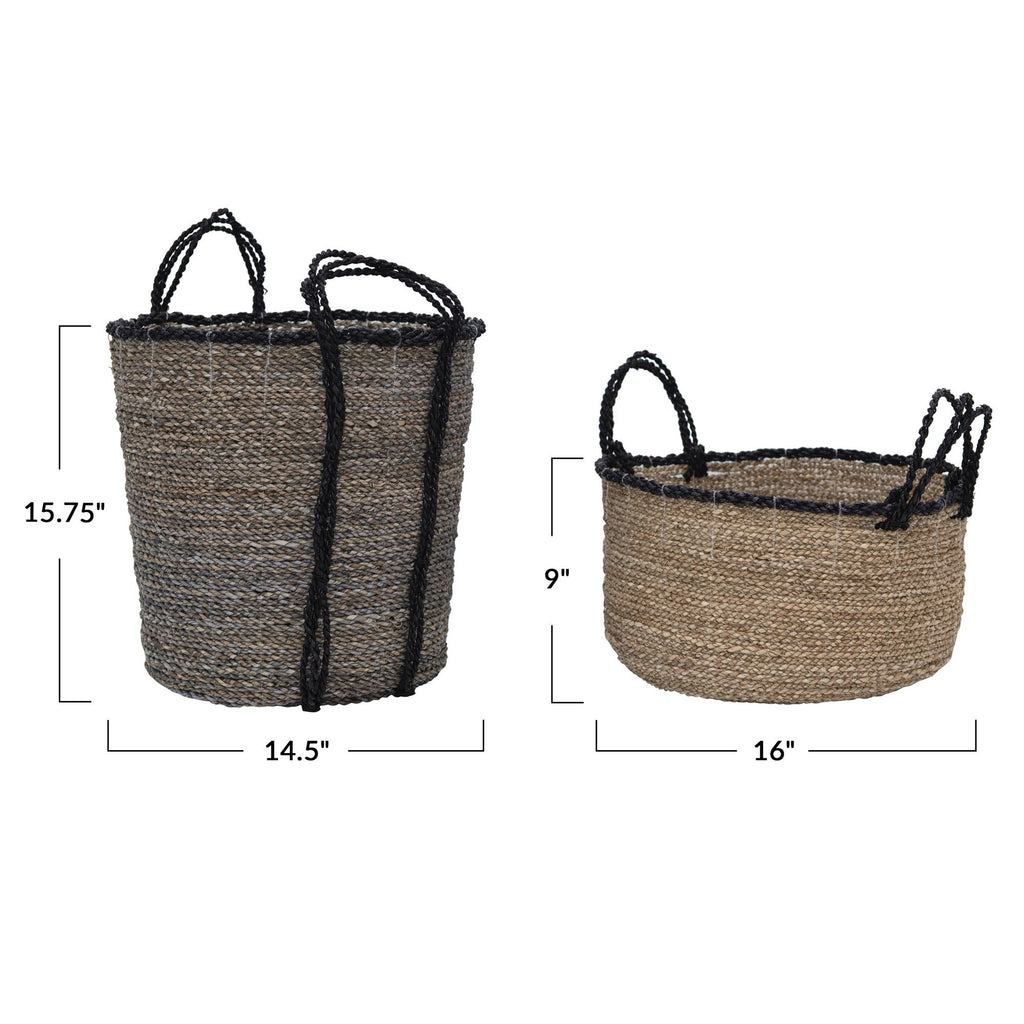 Hand-Woven Seagrass Baskets w/Handles