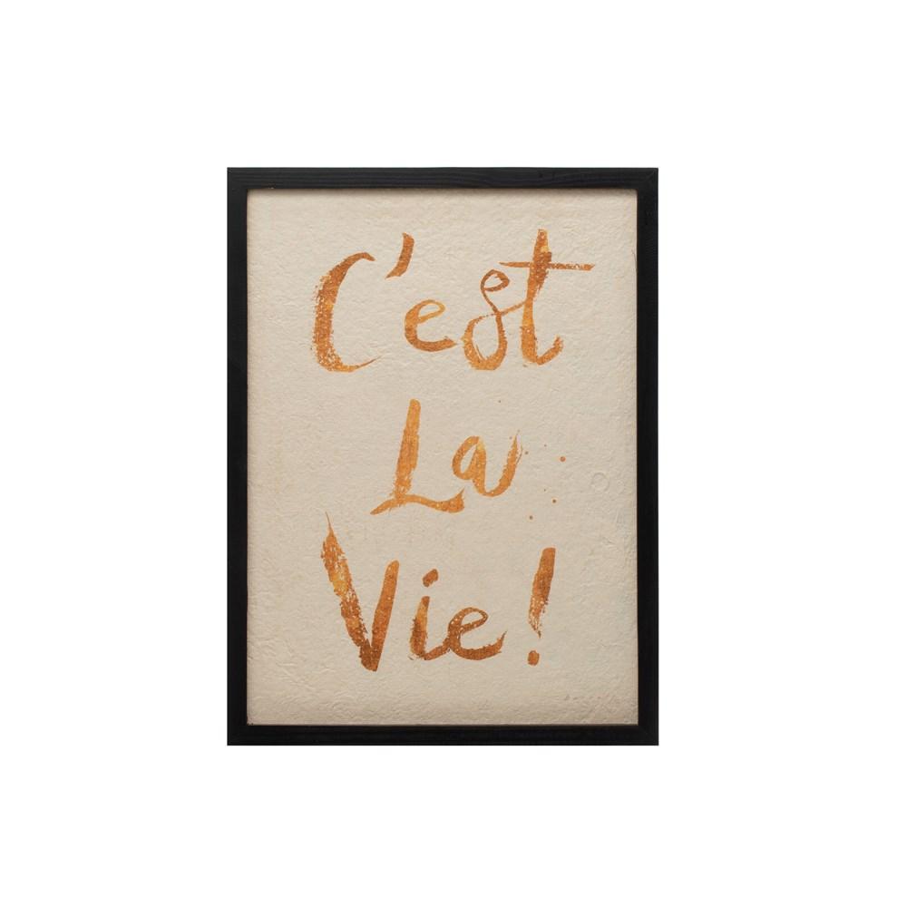 "C'est La Vie" Wood Framed Glass Wall Decor