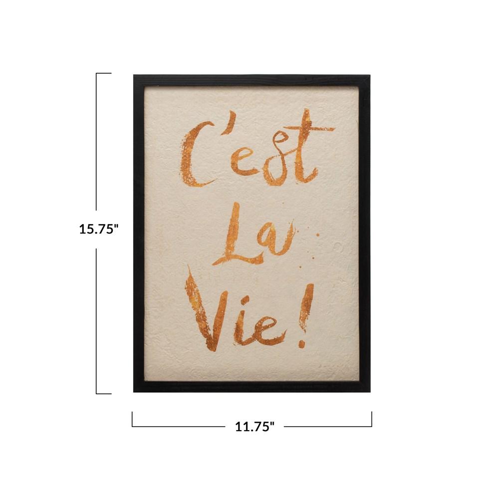 "C'est La Vie" Wood Framed Glass Wall Decor