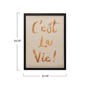 "C'est La Vie" Wood Framed Glass Wall Decor