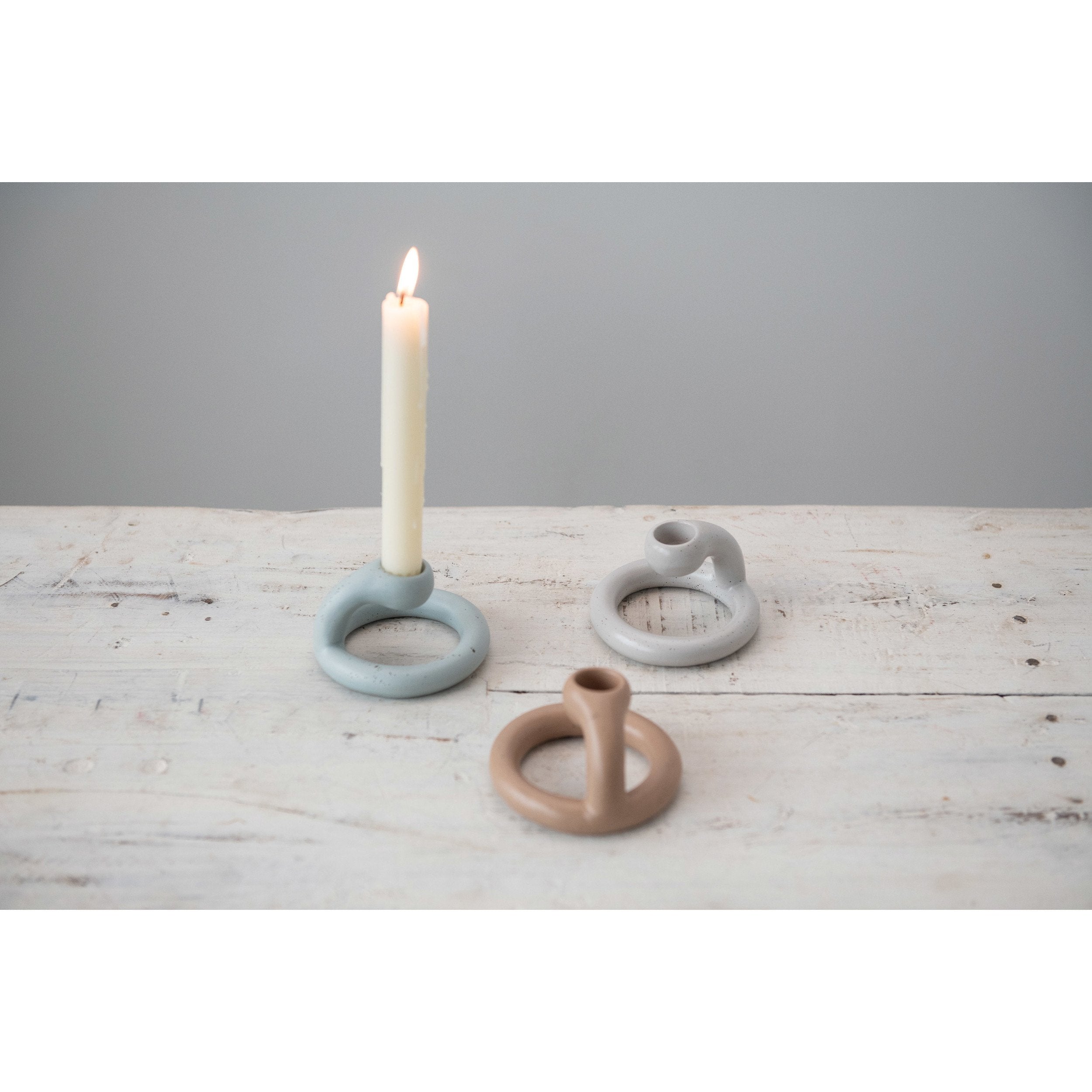 Ceramic Taper Holder w/Matte Reactive Glaze