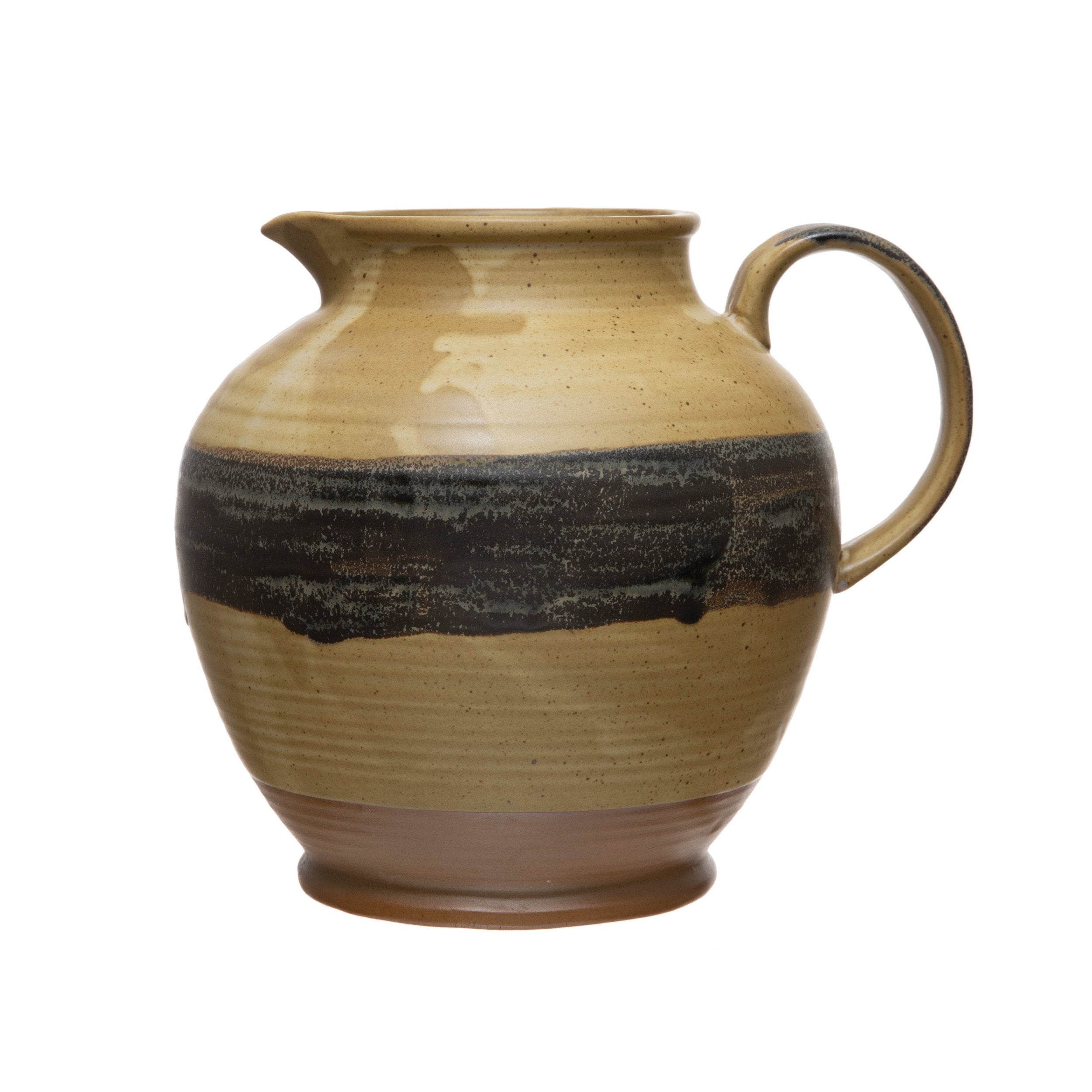 Stoneware Pitcher w/Reactive Glaze