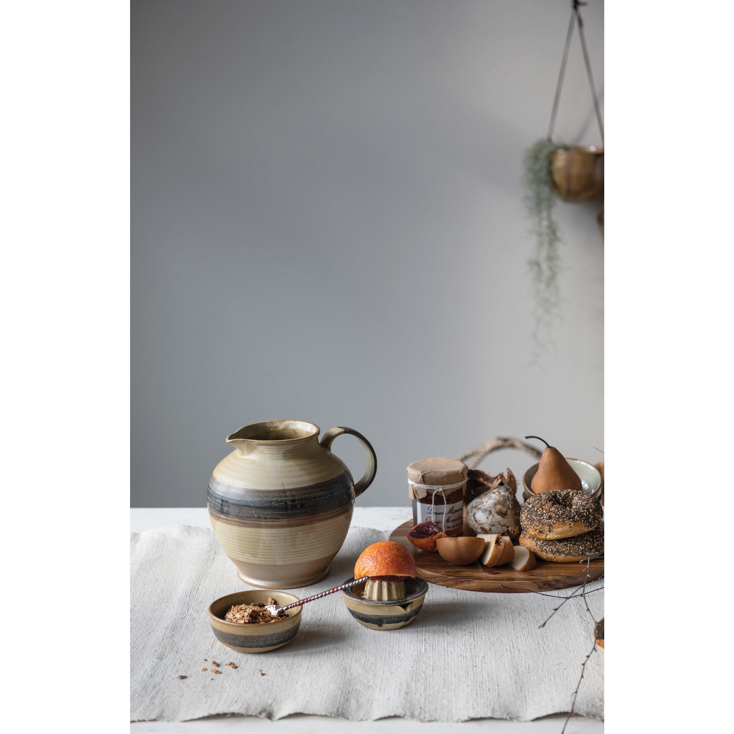 Stoneware Pitcher w/Reactive Glaze