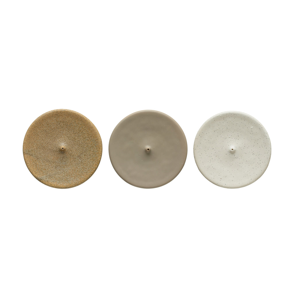 Matte Finish Round Stoneware Incense Holder