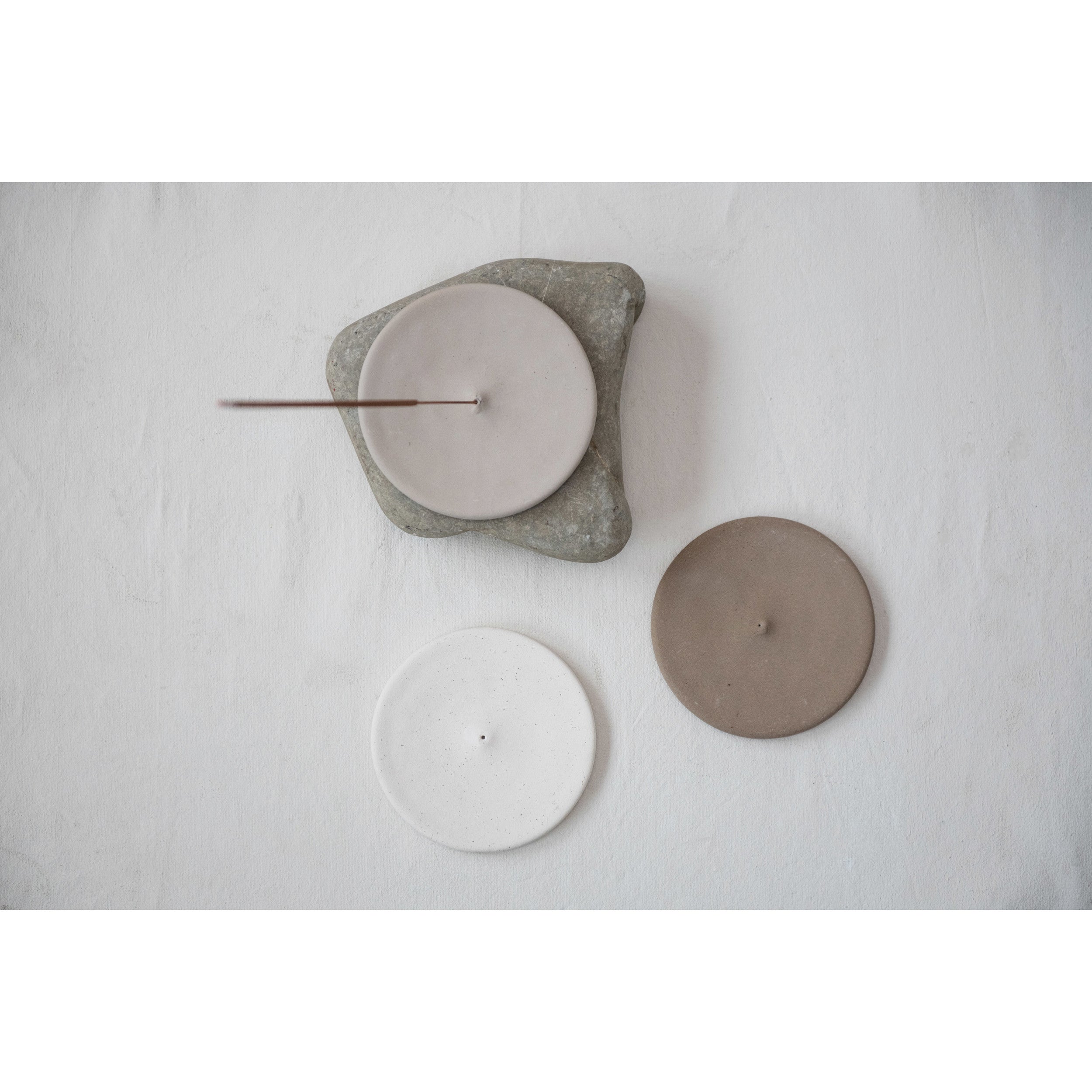 Matte Finish Round Stoneware Incense Holder