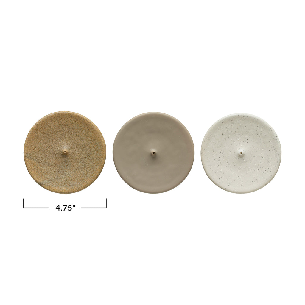 Matte Finish Round Stoneware Incense Holder