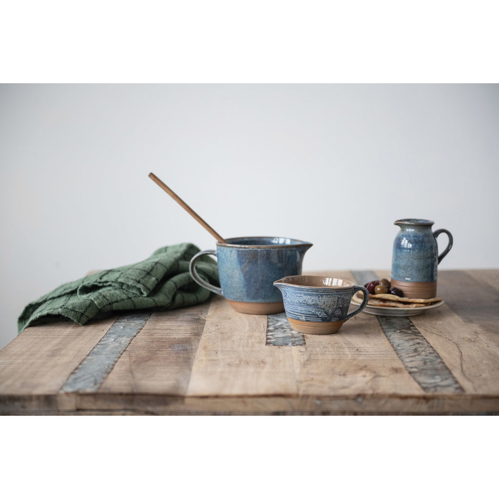 Blue Reactive Glaze Stoneware Creamer