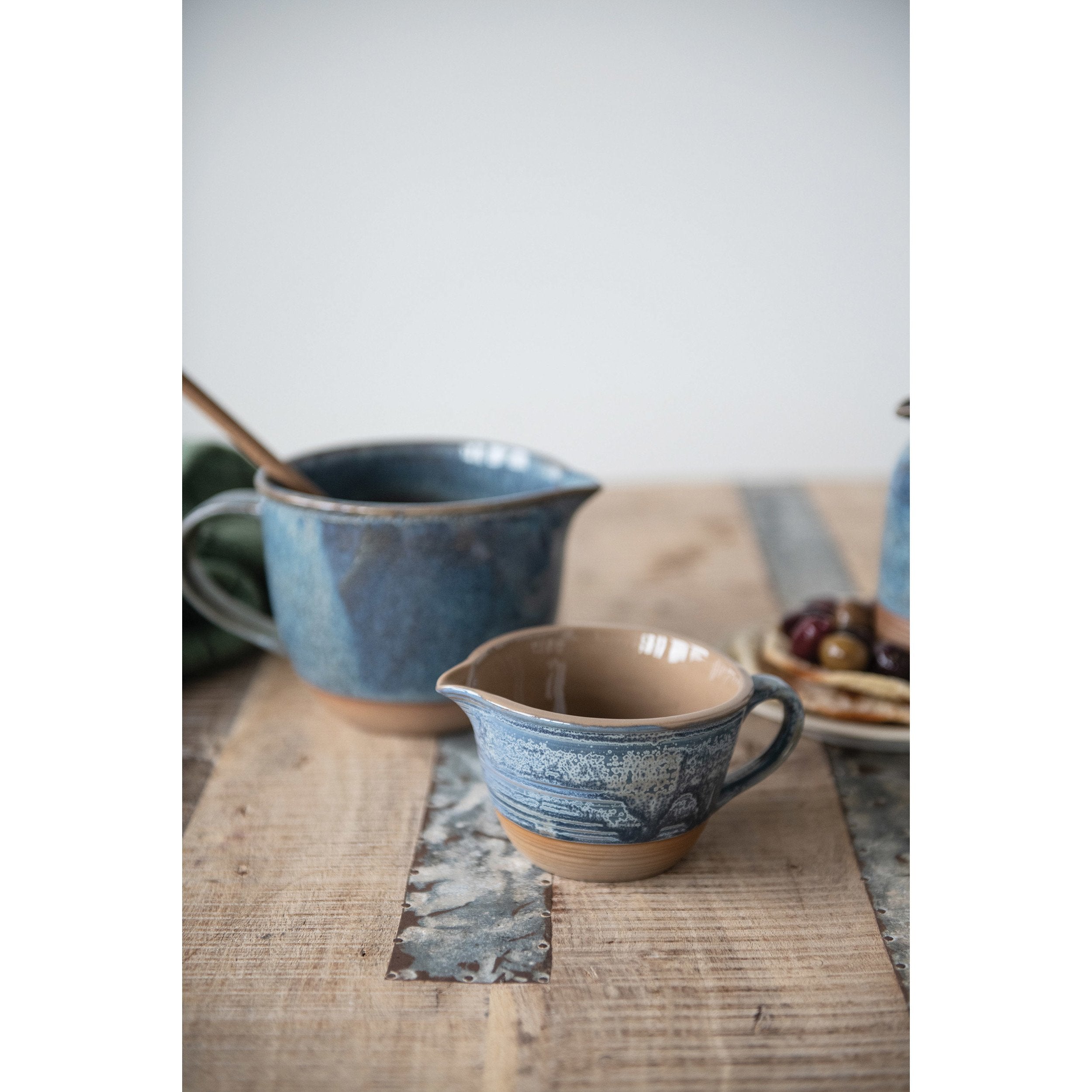 Blue Reactive Glaze Stoneware Creamer