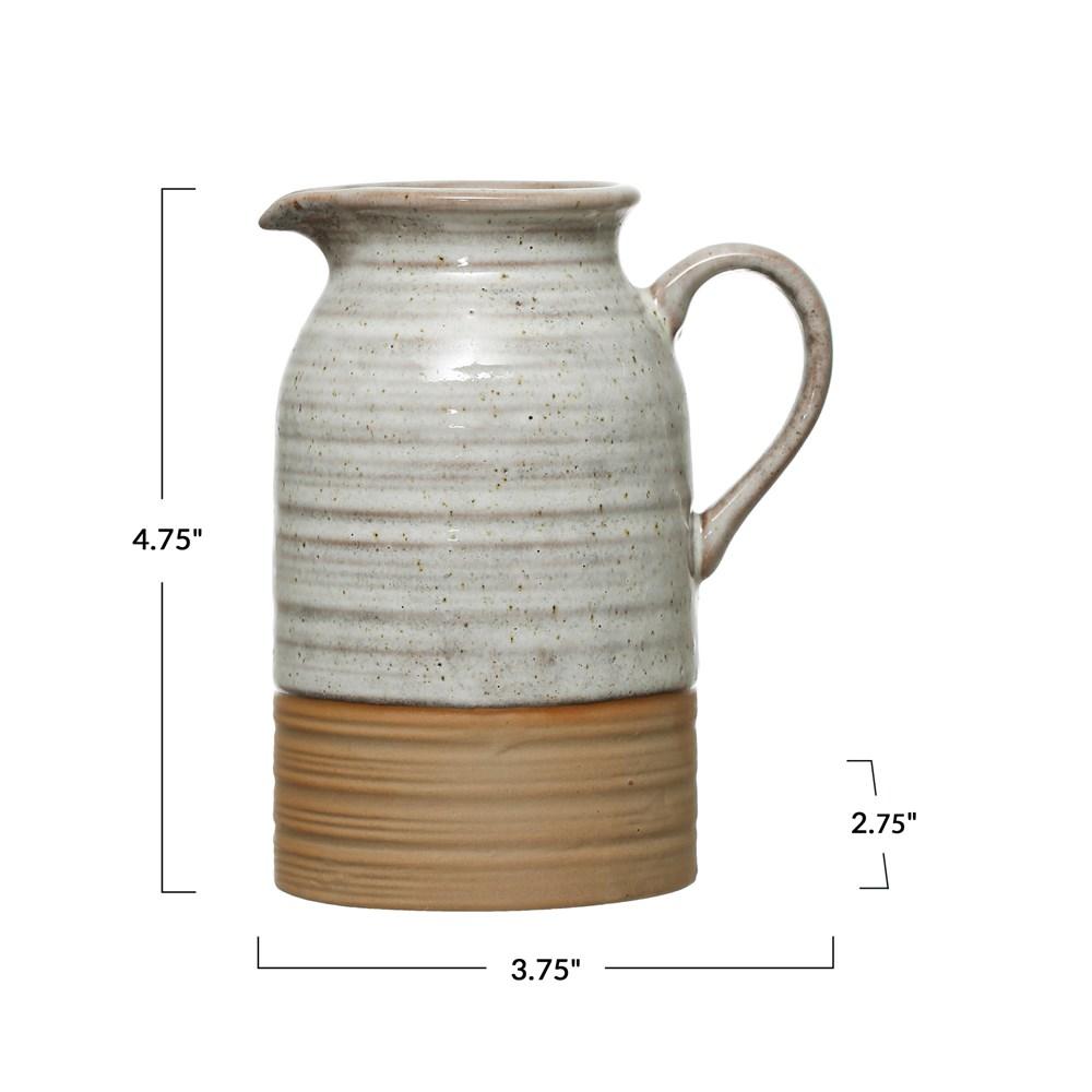 Ivory & Tan Stoneware Creamer w/Reactive Glaze