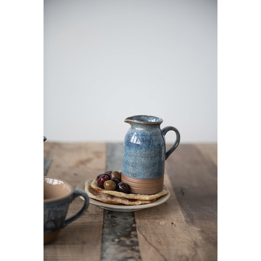 Blue Reactive Glaze Stoneware Creamer Pitcher