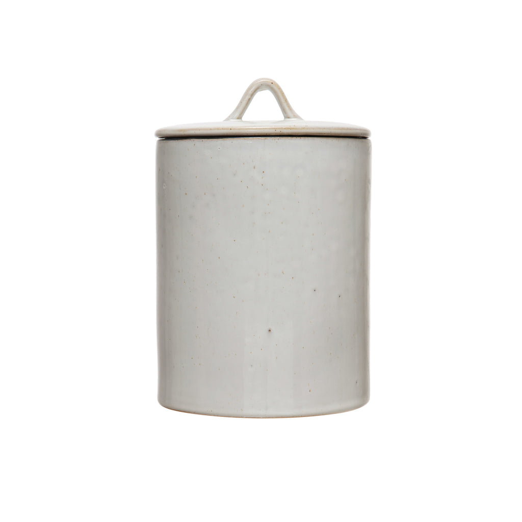 White Reactive Glaze Stoneware Canister