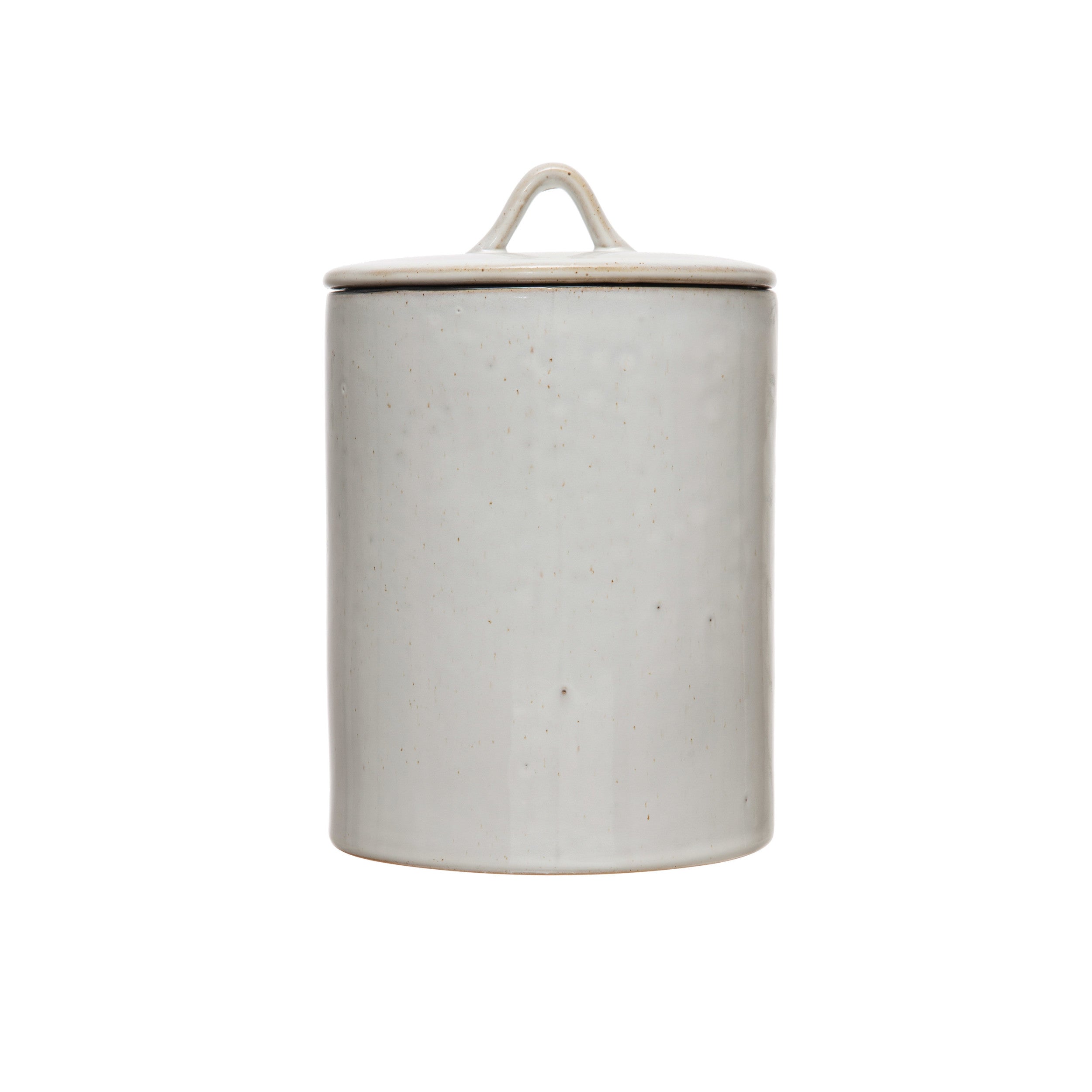 White Reactive Glaze Stoneware Canister