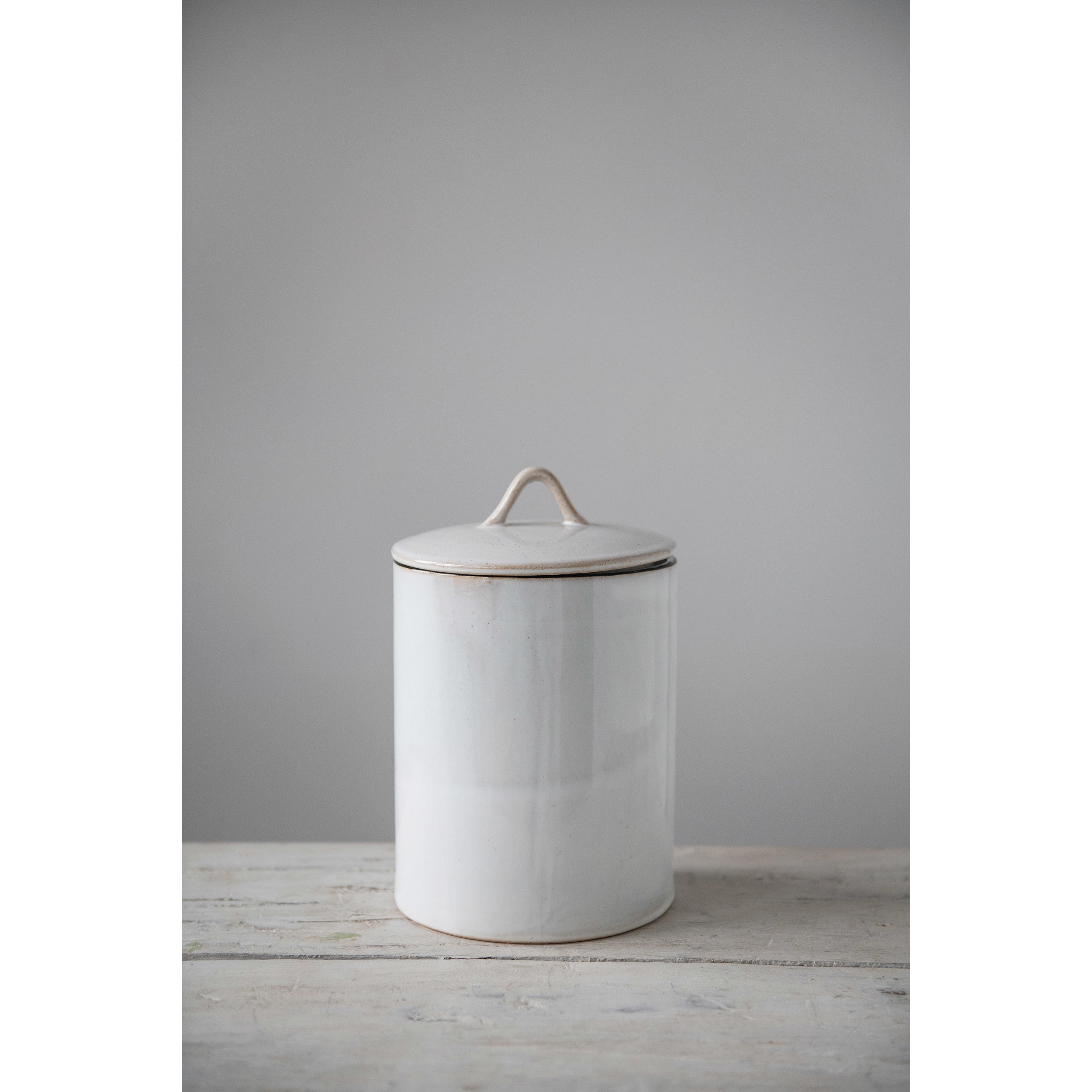 White Reactive Glaze Stoneware Canister
