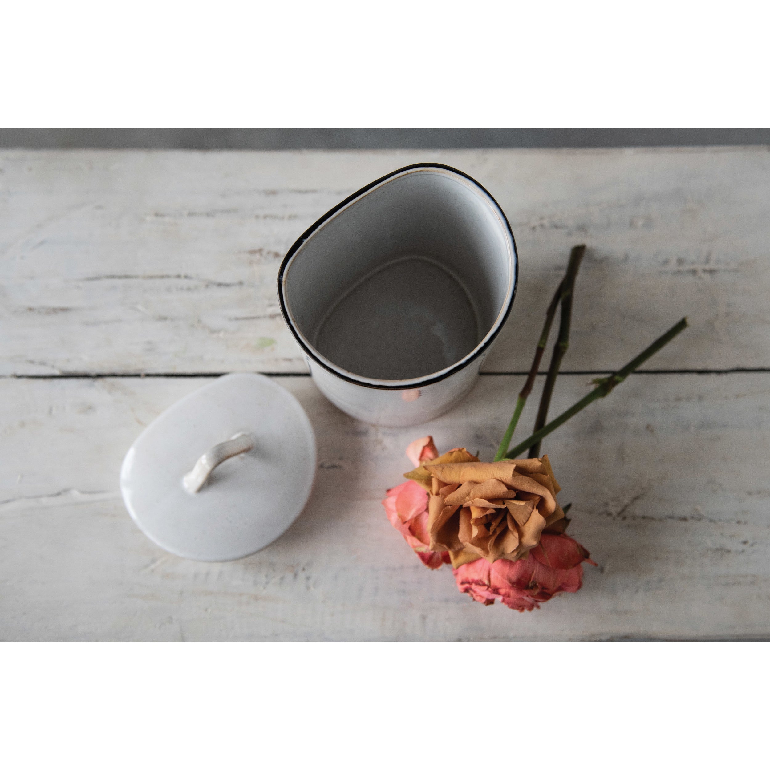 White Reactive Glaze Stoneware Canister