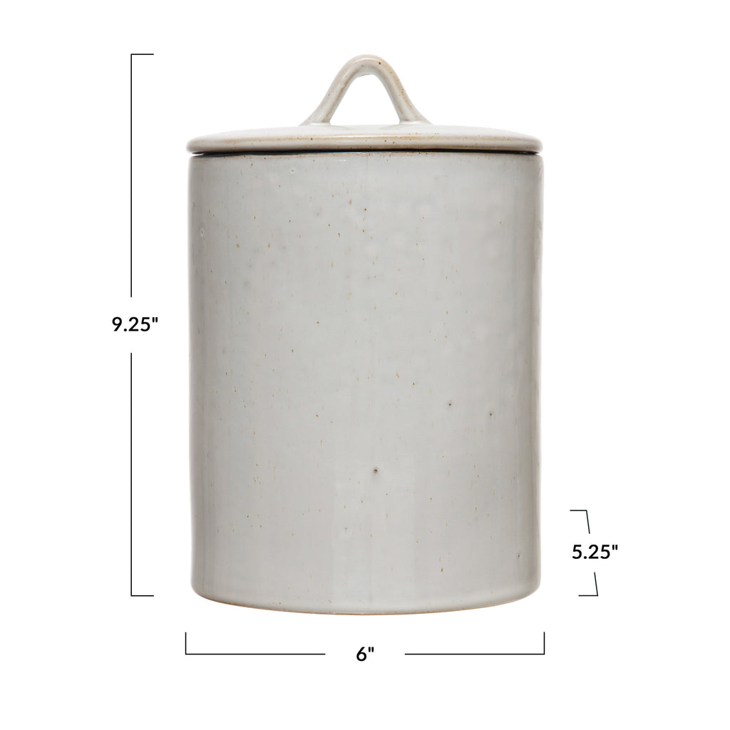 White Reactive Glaze Stoneware Canister