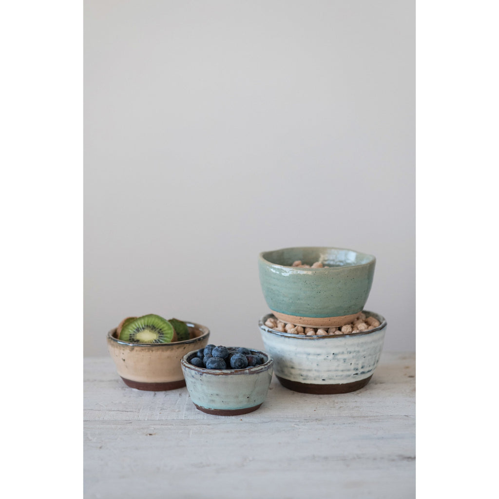 S/4 Round Stoneware Bowls w/Reactive Glaze