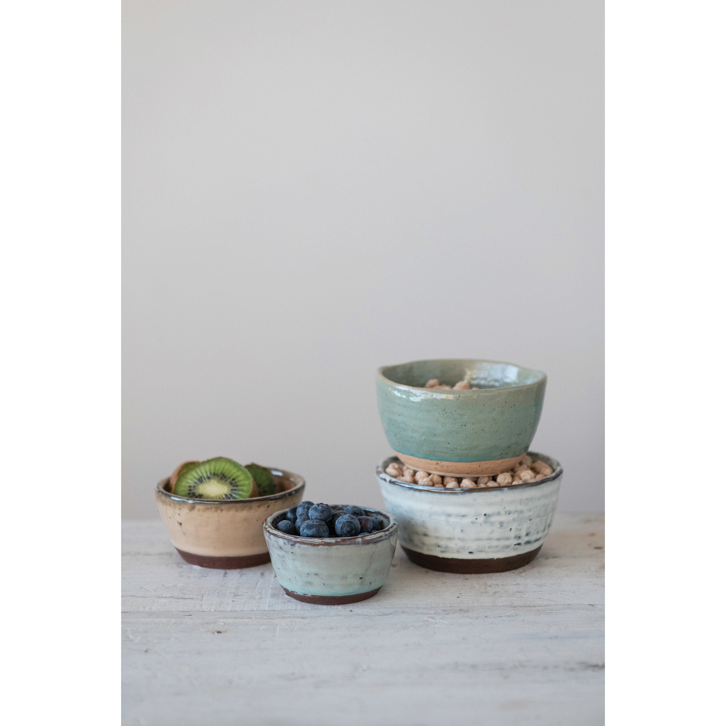 S/4 Round Stoneware Bowls w/Reactive Glaze