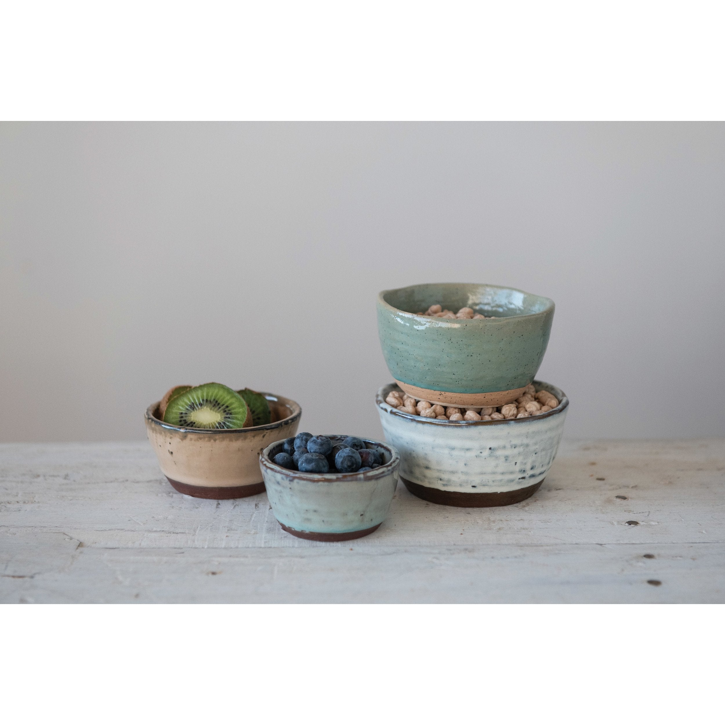 S/4 Round Stoneware Bowls w/Reactive Glaze
