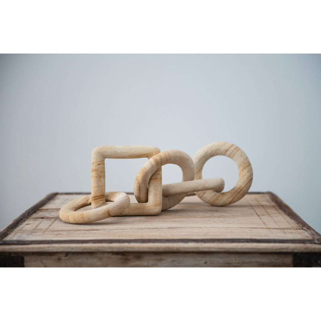 Carved Sandstone Chain Decor w/5 Links in Natural