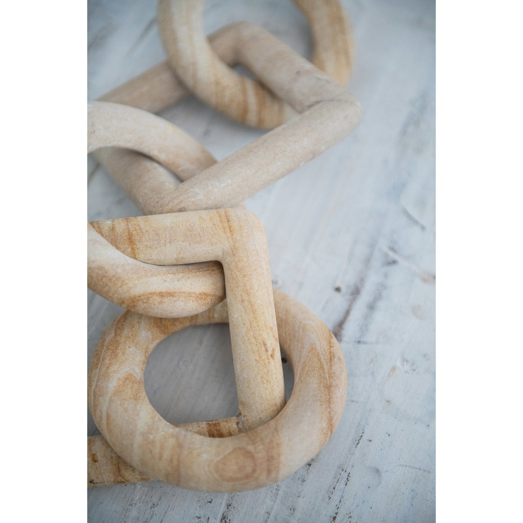Carved Sandstone Chain Decor w/5 Links in Natural