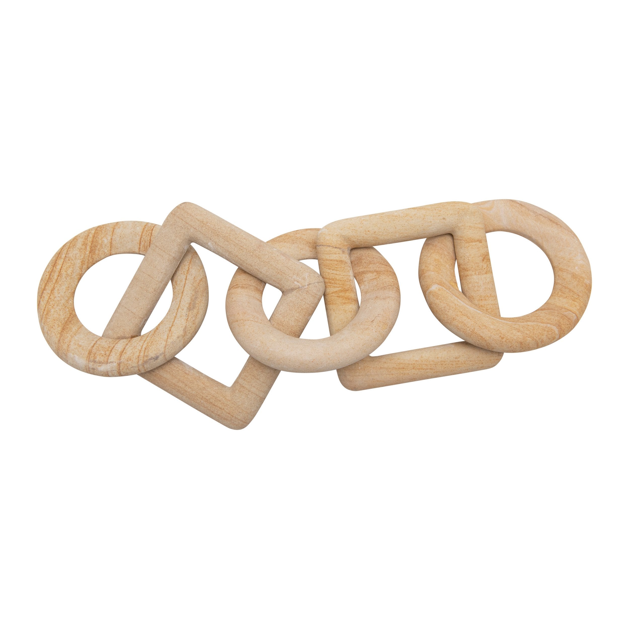 Carved Sandstone Chain Decor w/5 Links in Natural