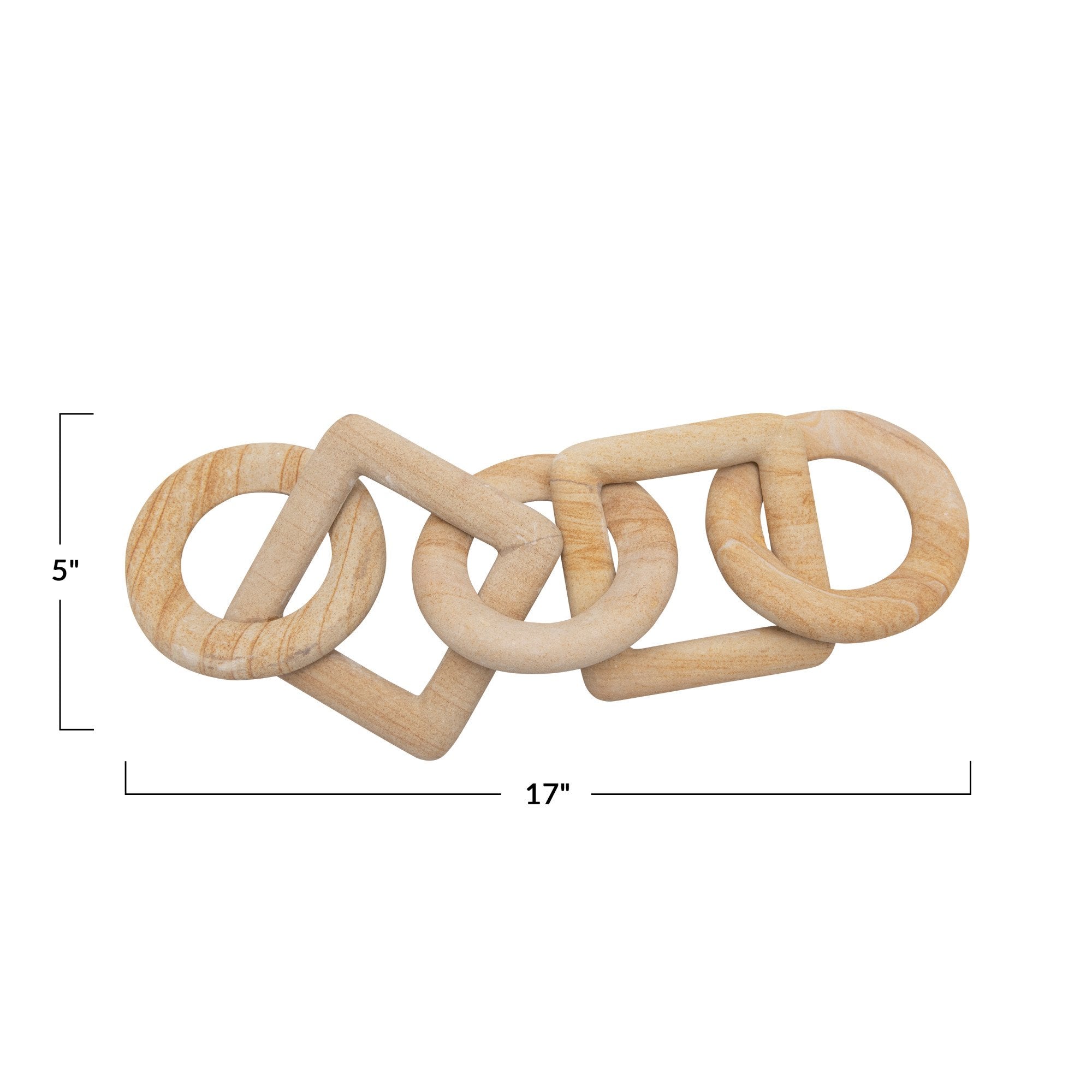 Carved Sandstone Chain Decor w/5 Links in Natural