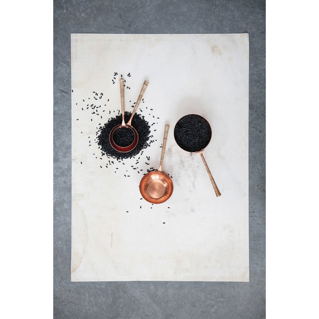 S/4 Copper Finish Stainless Steel Scoops w/Rattan Wrapped Handle