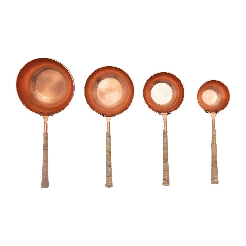 S/4 Copper Finish Stainless Steel Scoops w/Rattan Wrapped Handle