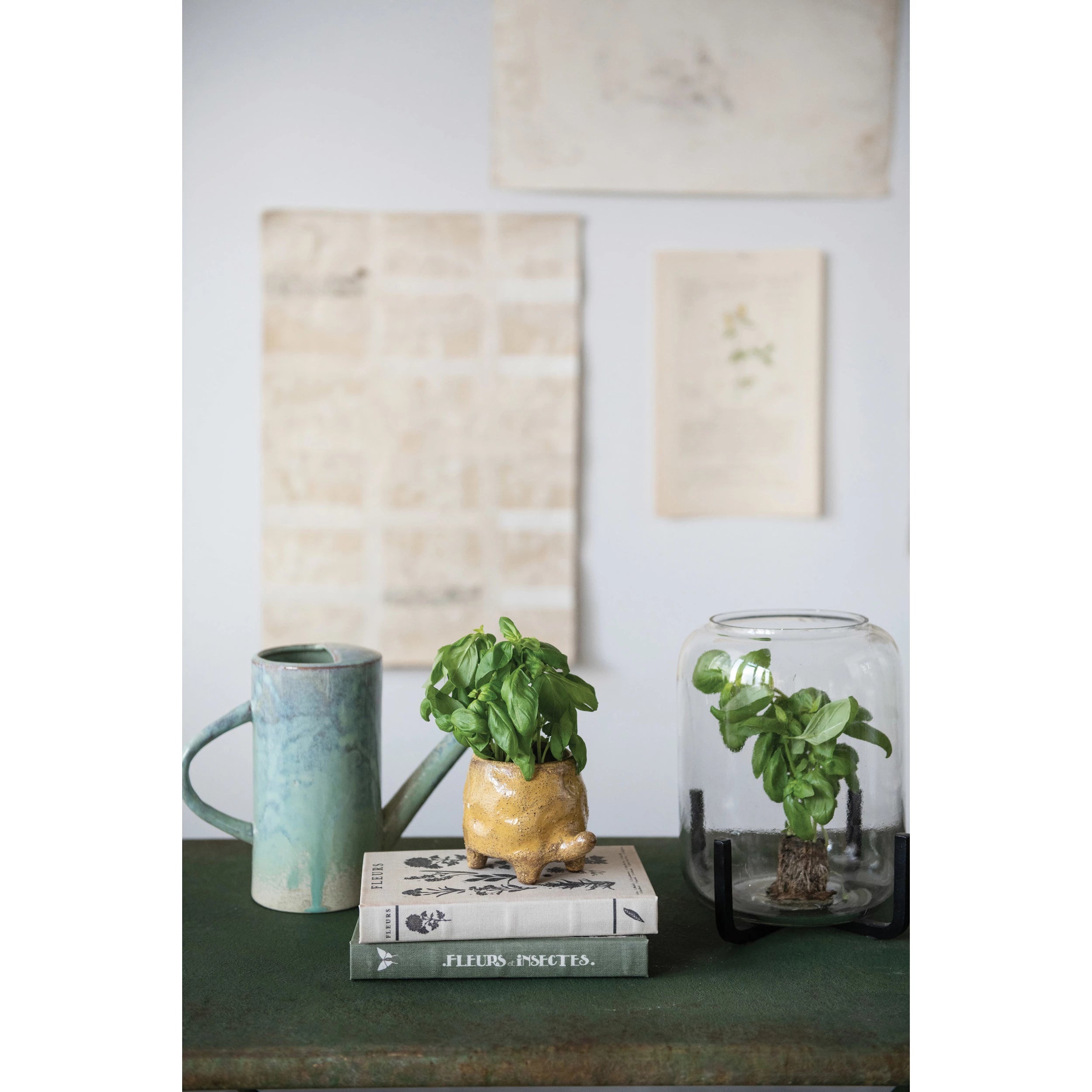 Blue Quartz Stoneware Watering Can w/Reactive Glaze
