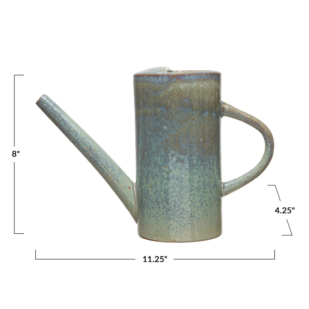 Blue Quartz Stoneware Watering Can w/Reactive Glaze