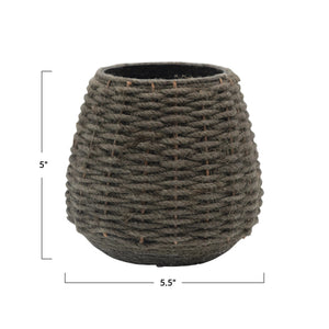 Hand-Woven Jute and Glass Votive Holder