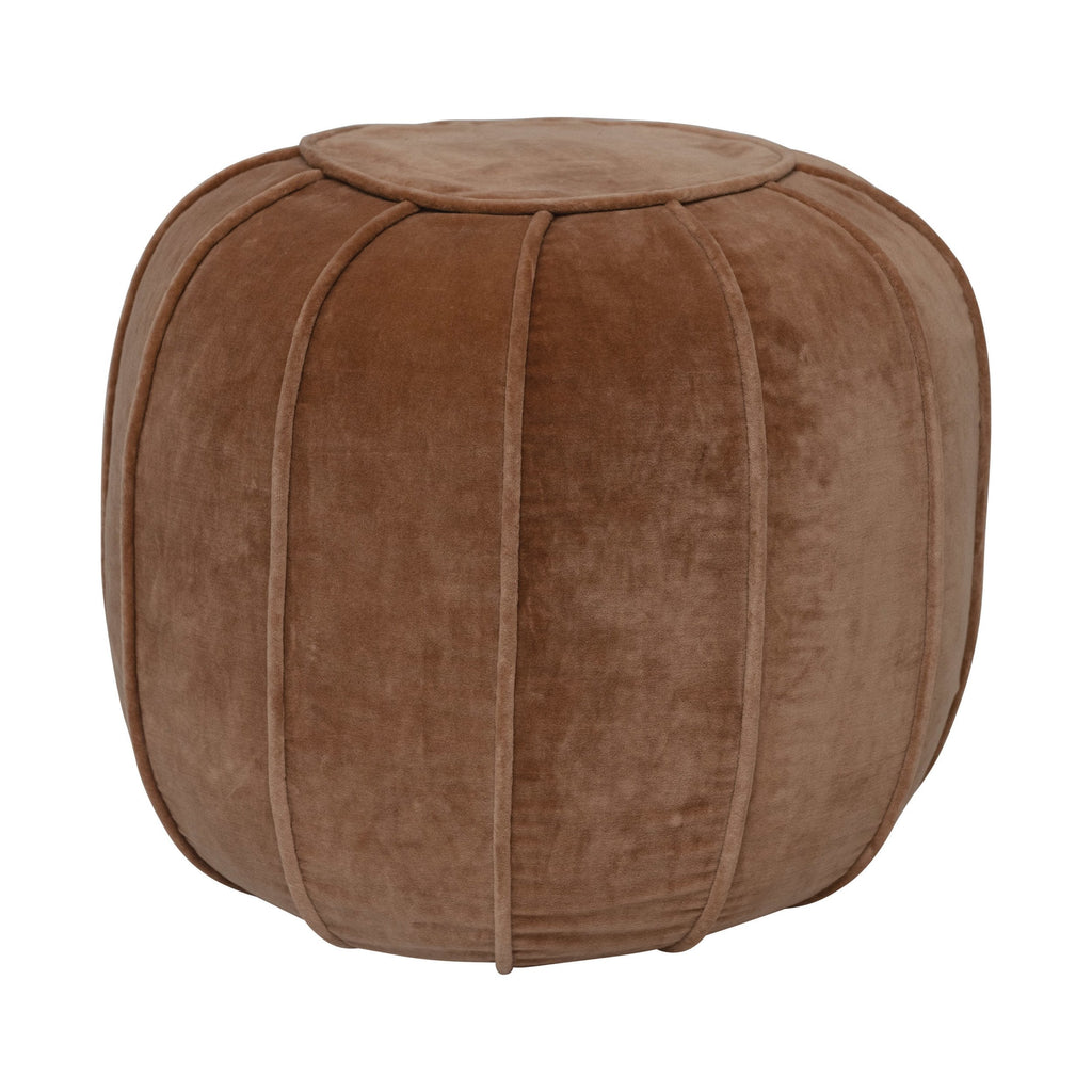 Sand Colored Cotton Velvet Pouf