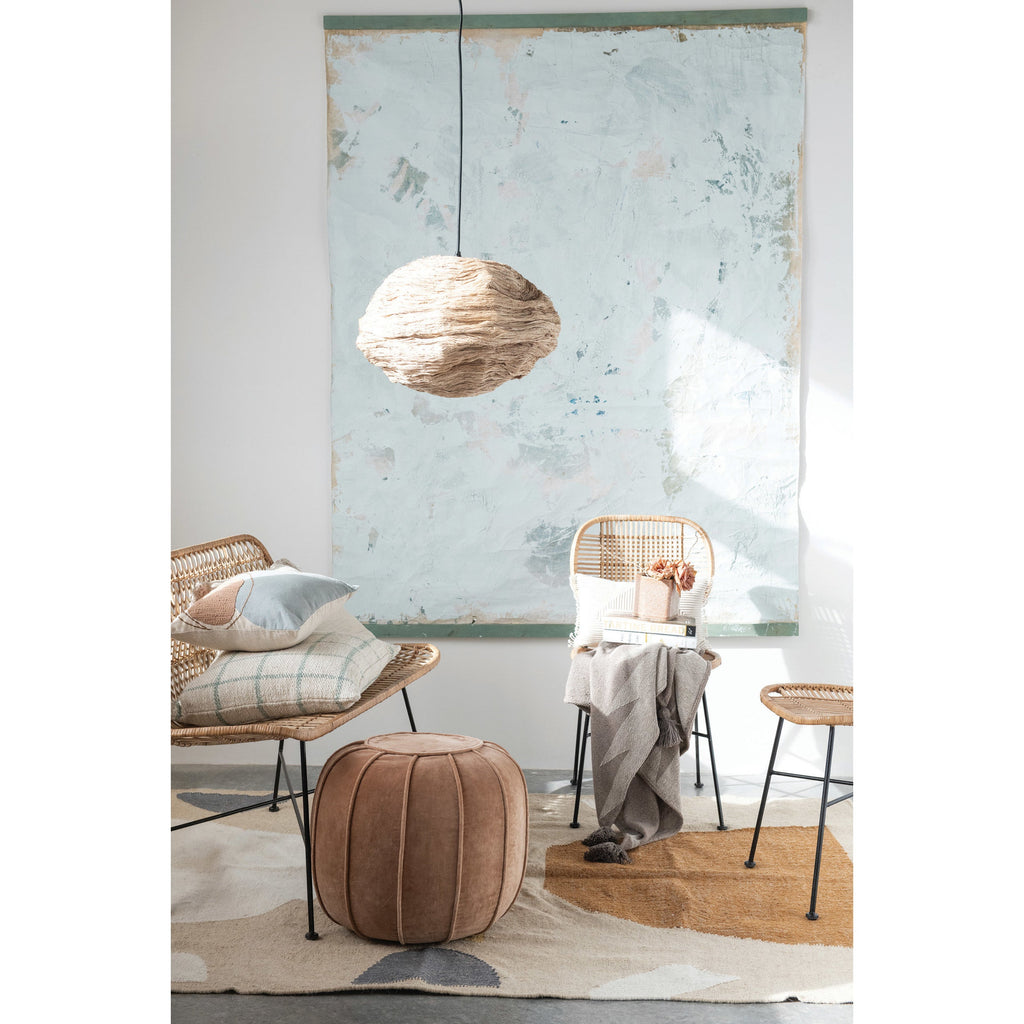Sand Colored Cotton Velvet Pouf
