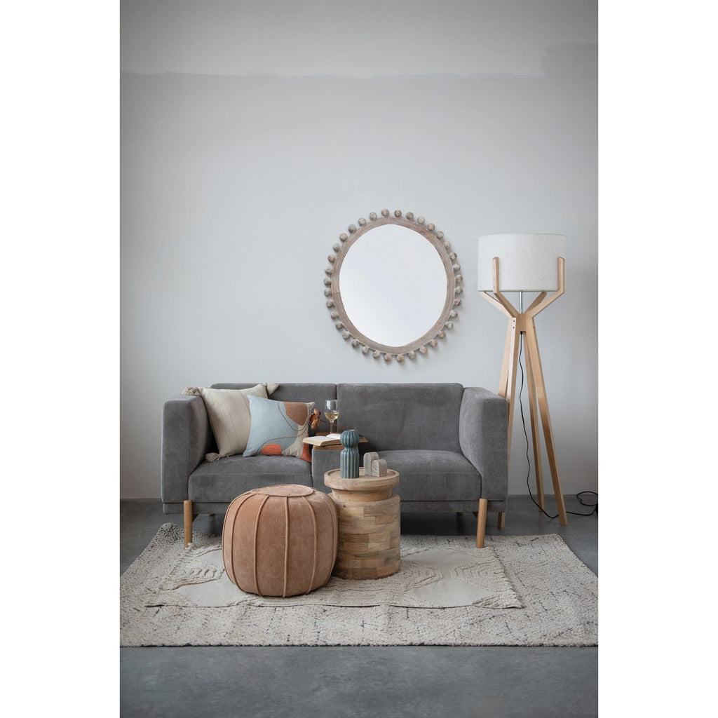 Sand Colored Cotton Velvet Pouf