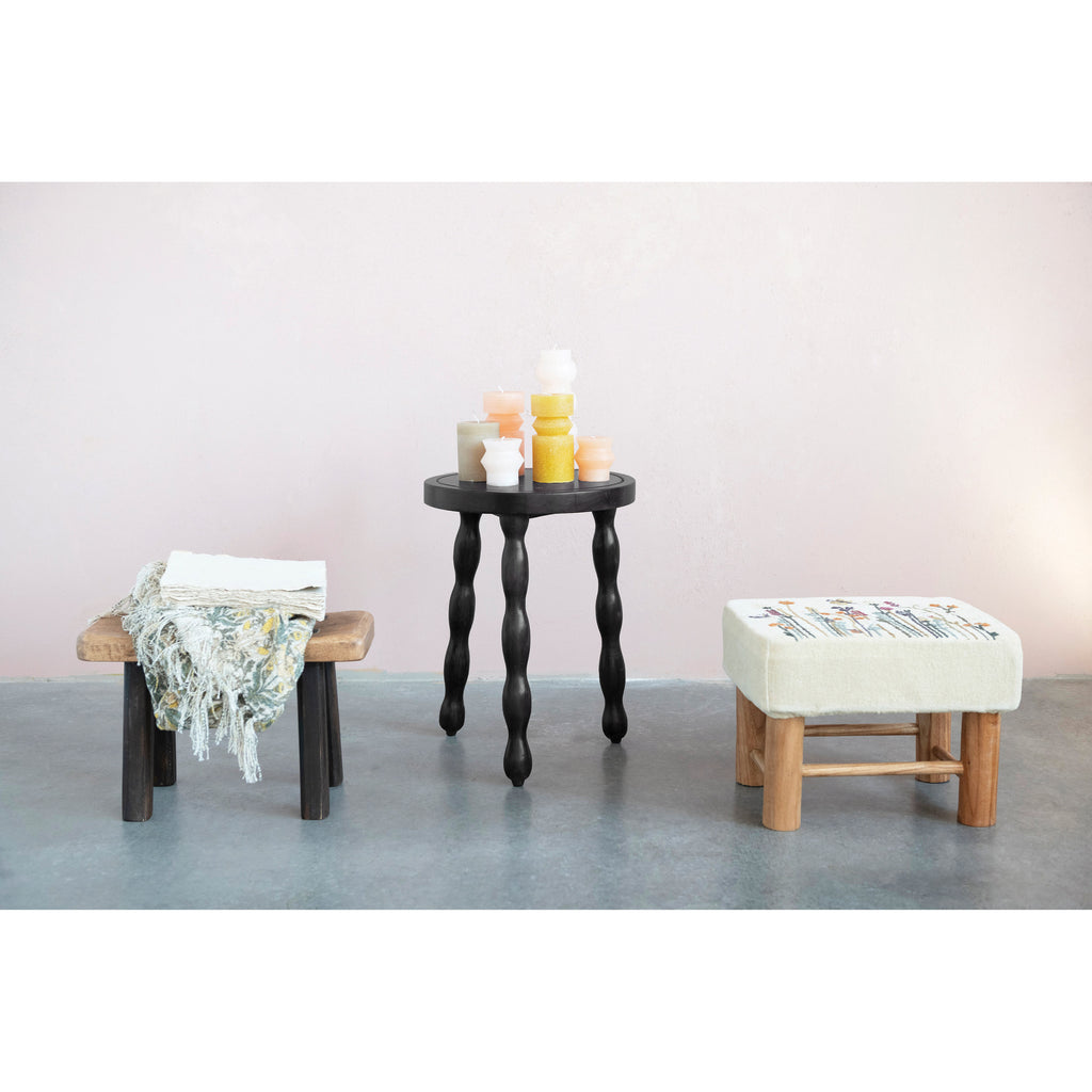 Natural + Black Decorative Stool